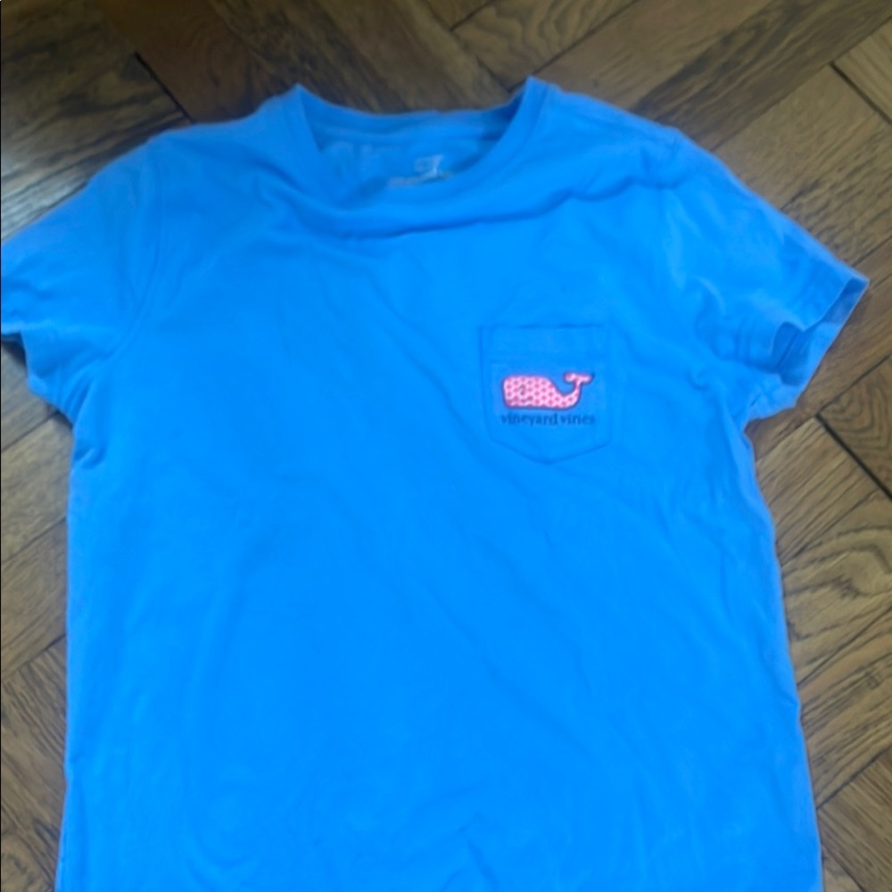 Vineyard Vines Bright Blue Tee with Pink Whale